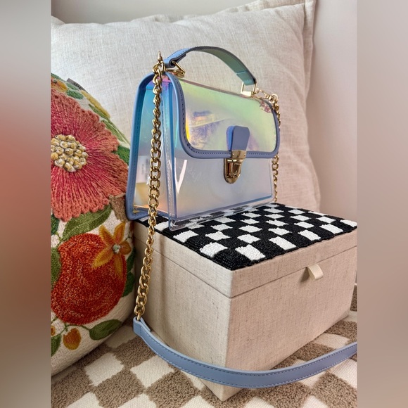 Holographic Blue Crossbody Bag New Without Tags - Picture 2 of 5